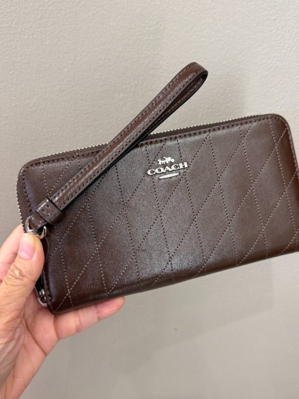Coach Long Zip Around Wallet With Quilting CEL63 smooth leather/Silver/Maple